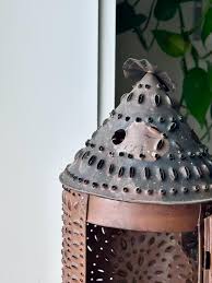Antique Punched Tin Candle Lantern – Primitive Rustic Lighting - Etsy