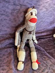 Vintage Handmade Brown Heather Classic Sock Monkey w Cream ...