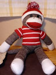 Sock Monkey Plush Stuffed Toy Red & White Stripes shirt hat ...