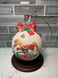 Vintage 3D Christmas 3.5” Ball Ornament Rocking Horse & Tree ...