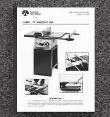 Instruction Manual Fits Rockwell 10" inch Homecraft Saw 34 ...