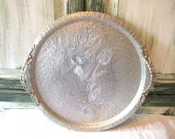 Antique Large Round Tray, Silver Plated Footed Tray, 20.5 Inch Diameter, Food Drink Serving Tray, MCM Mid Century 50s 60s, Heavy Metal - Etsy Australia
