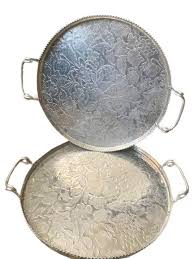 Aluminum Tray Platters Set of Two Mid Century Vintage 1960s Handles Embossed Flowers Fruit Serving Trays Table Decor - Etsy Australia