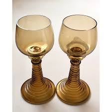 1950s Roemer Vintage German Amber Beehive Stems Wine Glasses ...
