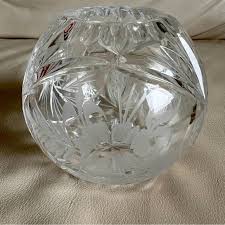 Accents | Elegant Etched Cut Crystal Frosted Designed Rose ...