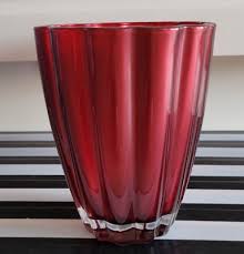 RUBY RED TELEFLORA FLOWER VASE LARGE RIBS 6.5 INCHES | eBay