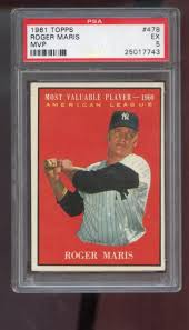 Amazon.com: 1961 Topps #478 Roger Maris 1960 MVP Most ...