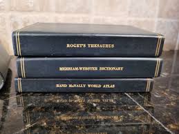 Cardinal 3 Book Set 1950s Roget's Thesaurus Atlas Merriam Webster Dictionary Set | eBay