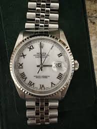 Rolex Datejust White Gold Roman Numeral Fluted Bessel Men's ...