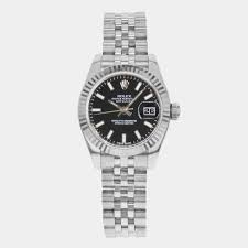 Rolex Black 18k White Gold Stainless Steel Datejust 179174 Automatic Women's Wristwatch 26 mm Rolex | TLC
