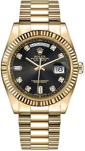118238 Rolex Day Date Yellow Gold Watch Black Diamond Dial ...