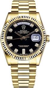 Rolex Men's Day Date President Yellow Gold Factory Black ...