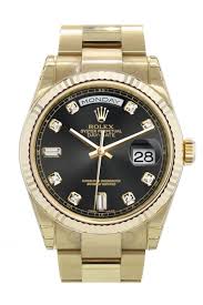 ROLEX 118238 Day-Date 36 Black diamonds Dial Yellow Gold ...