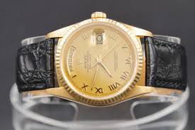 Mens Rolex 18K Gold Day-Date President Watch Champagne Roman ...