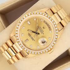 Rolex President Day-Date 36mm Factory Diamond Dial/Custom Bezel Gold Watch 18038 | eBay