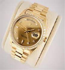 Rolex 18 Karat Gold With Diamond Bezel President circa 1980's with Original Box For Sale at 1stDibs