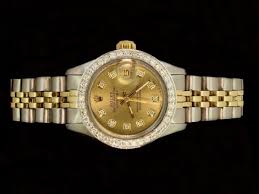 Rolex Lady Datej Oyster Stainless Gold Diamond Dial Bezel ...