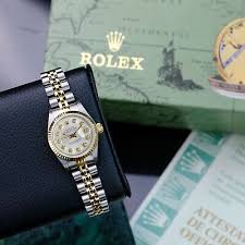 ROLEX LADIES DATEJUST WATCH W/ BOX & PAPER 18KY-SS SILVER DIAMOND DIAL JUBILEE | eBay