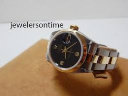 Rolex Ladies 26mm ss/18K YG Datejust black Oynx diamond dial ...