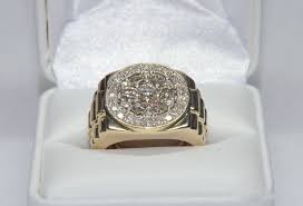 Buy 14K Yellow Gold Finish Men's Round Diamond/moissanite ...