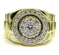 Buy 10k Yellow Gold Cz Cluster Presidential Style Double ...