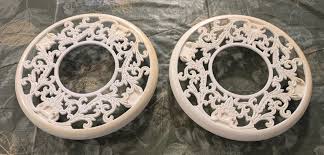 Vtg 2 Ornate Rolling Plastic Plant Base Stand Dolly Roller ...