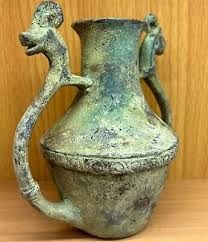 Super rare ancient luristan bronze twin handled chalice ...