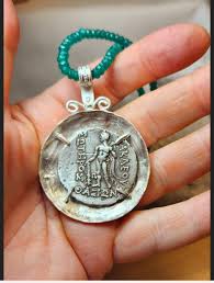 RESERVED FOR Sandy,ancient Silver Greek Coin Pendant, Heavy Silver, Gold, Emerald and Ruby Necklace, Ancient Coin Jewelry - Etsy