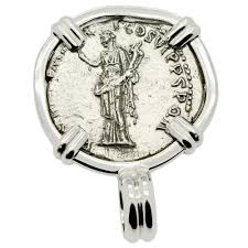 Emperor Trajan Denarius White Gold Necklace