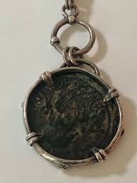 1990s Vintage Roman Coin Sterling Garnet Gold Necklace ...