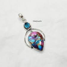 Handmade Sterling Silver Turquoise & Pink Oyster Pendant - Etsy