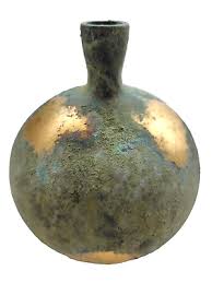 1985 Elegant Bronze Vase with Gold and Green Tones- by Metalwork Master Kiyotomi | eBay