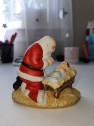 Roman Inc The Kneeling Santa Figure Santa With Baby Jesus ...