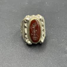 Antique Afghanistan Solid Silver Carnelian Agate Hand ...