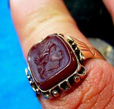 Antique Victorian Rose Gold Ring Rare old Sard Intaglio ...