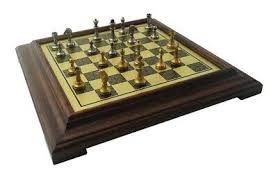 High quality METAL Chess Set with Brass Effect Chess Board ...