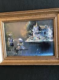 SCAFA TORNABENE FOIL PRINT BOY GIRL FISHING RIVER HOUSE | eBay