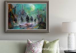 Apocalypse Riders Oil Painting: Dark Fantasy Landscape, Moonlit Forest - Etsy