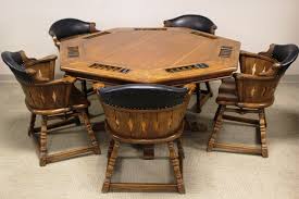 Sold at Auction: Romweber Viking Oak Poker Table and Five Chairs