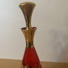 Antique Cordial Liquor Set Ruby Red With Raised art of ...