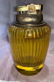Vintage Amber Crystal Glass Gas Tabletop Lighter - Japan | eBay