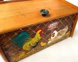Hand-painted Rooster Bread Box: Rustic Farmhouse Kitchen ...