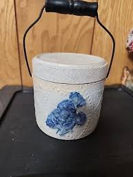 Primitive Stoneware Crock w/ Lid. Very Unique Pattern | eBay