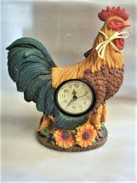NWT 12" tall ROOSTER CLOCK STATUE | eBay