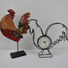 2 Piece Rooster Decor: 1 Metal Stand Rooster & 1 Metal ...