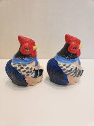 Chickens With Pretty Blue Accents, Vintage Salt and Pepper Shakers, Retro, Antique, Collectibles, Please Read Description for Details - Etsy