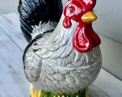 Retro Ceramic Rooster Cookie Jar - Vintage Rooster Collectible - Etsy