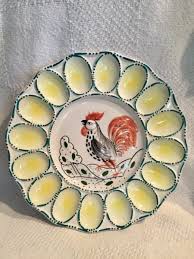 Deviled Egg Plate Rooster Round Hand Painted Made In Italy ...