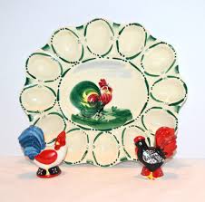 Vintage Rooster Egg Server & Shakers Kitsch Country ...