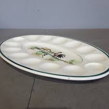 Ceramic Deviled Egg Platter Vintage Milk Glass Devilled Egg ...